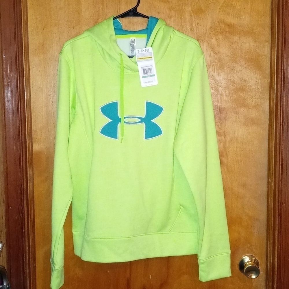 Under armor hoodie size large neon green accents